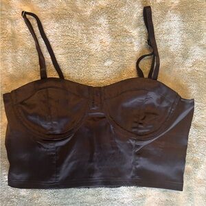 Forever 21 cropped Black Satin Bustier